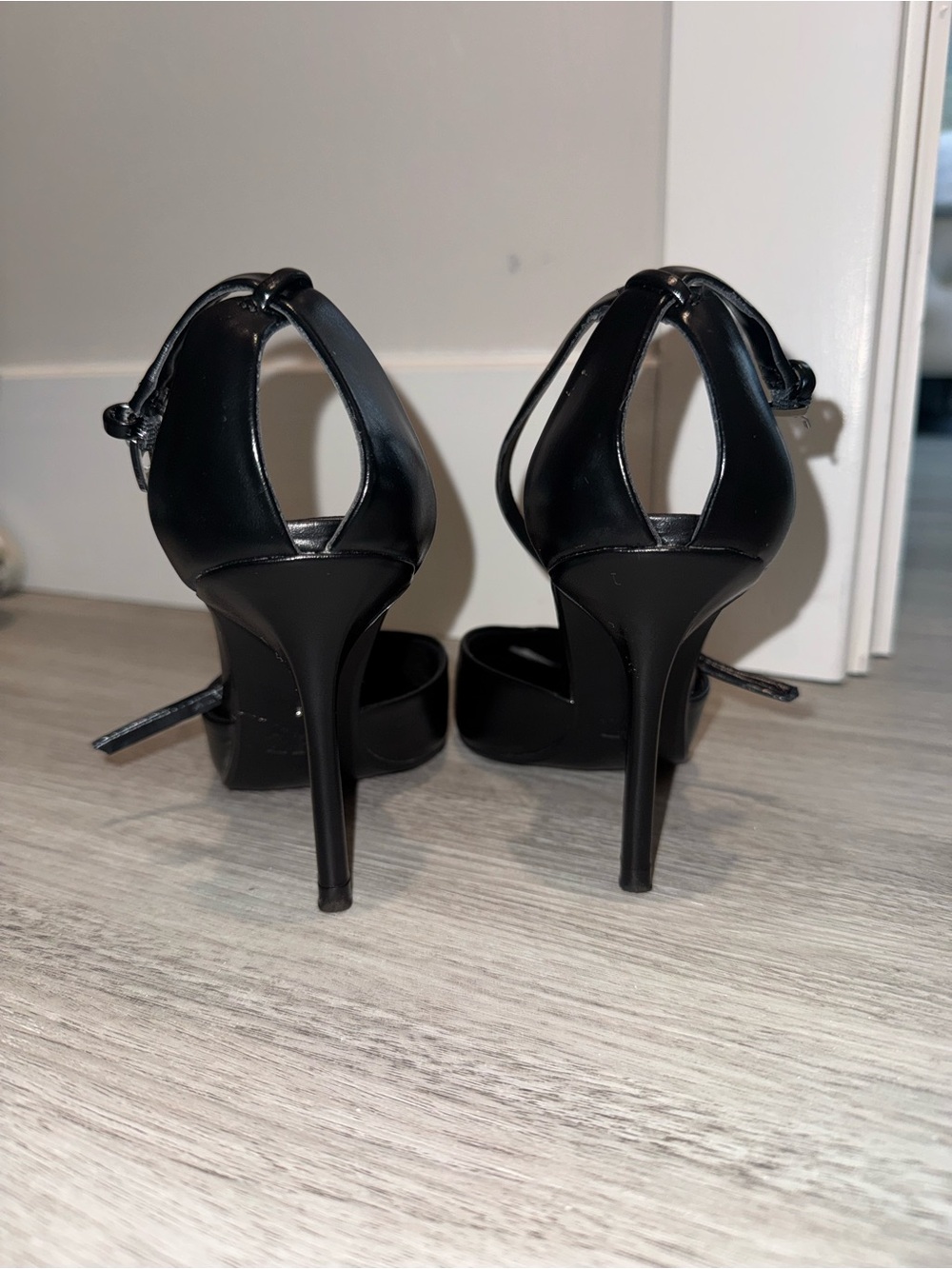 Zara Black Pointed Ankle-Strap Heels - Picture 3 of 6